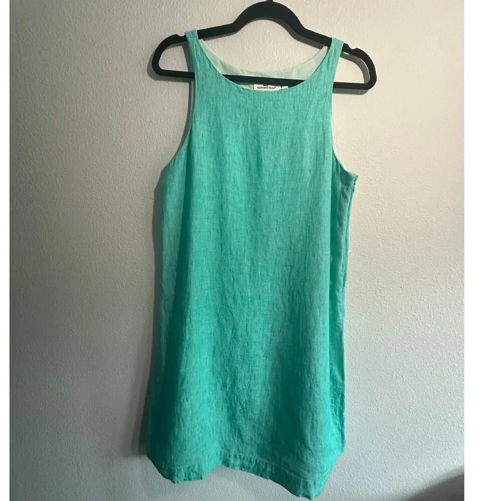 Vineyard Vines Womens Aqua Turquoise Linen Swing Dress Size 6